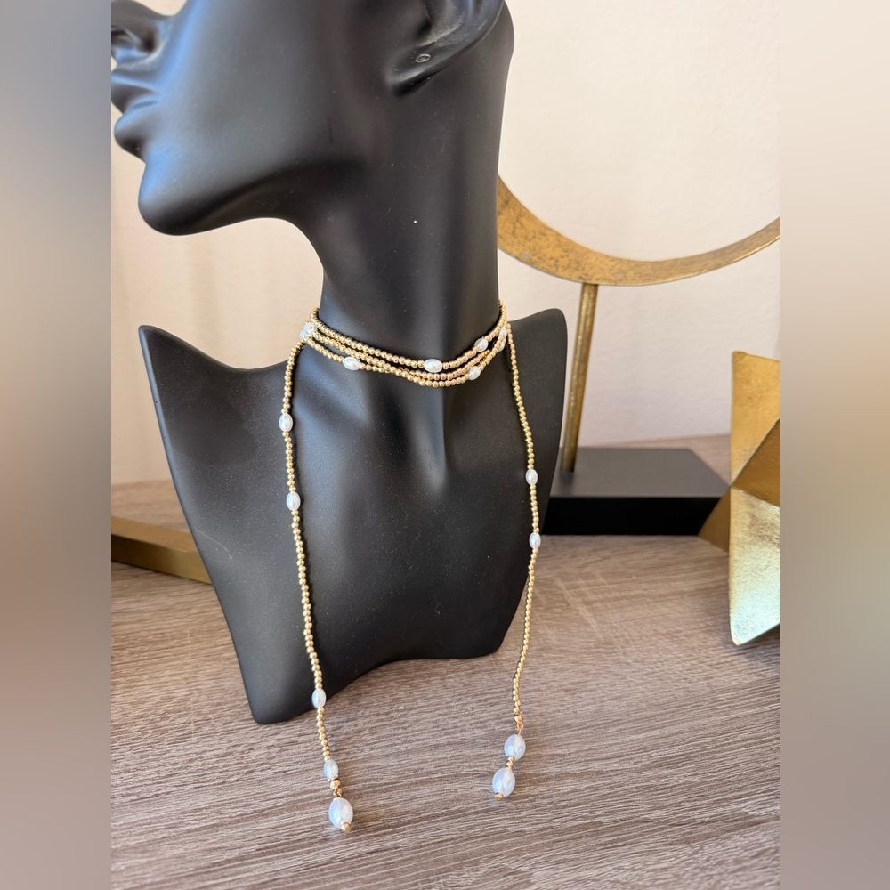 Elegant Gold and Pearl Necklace N1171 - Picture 4 of 4